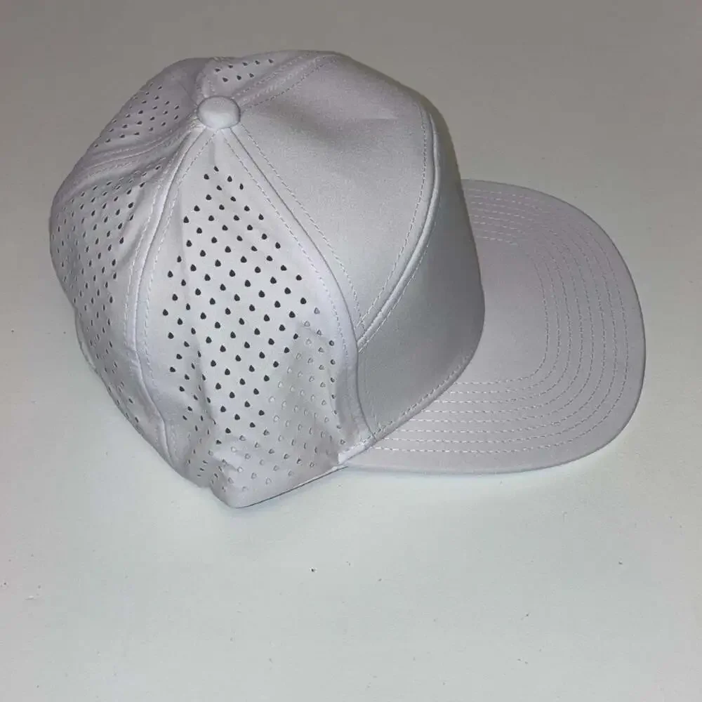 White Laser Perforated 7-Panel Performance Snapback Hat